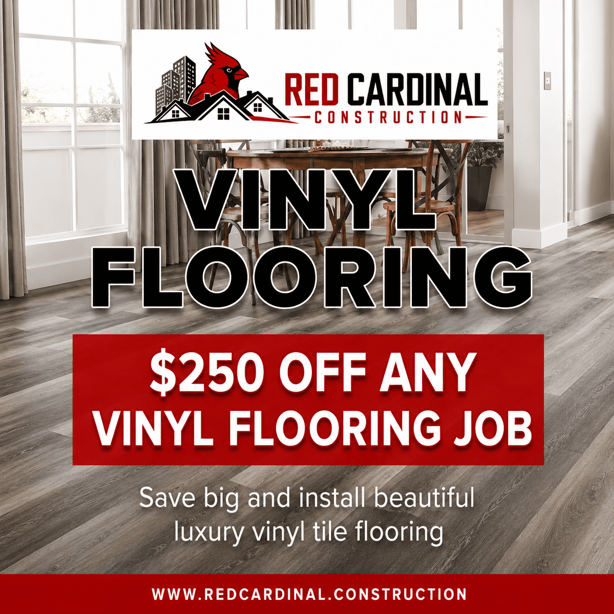 Red Cardinal Construction vinyl flooring special offer in Arizona